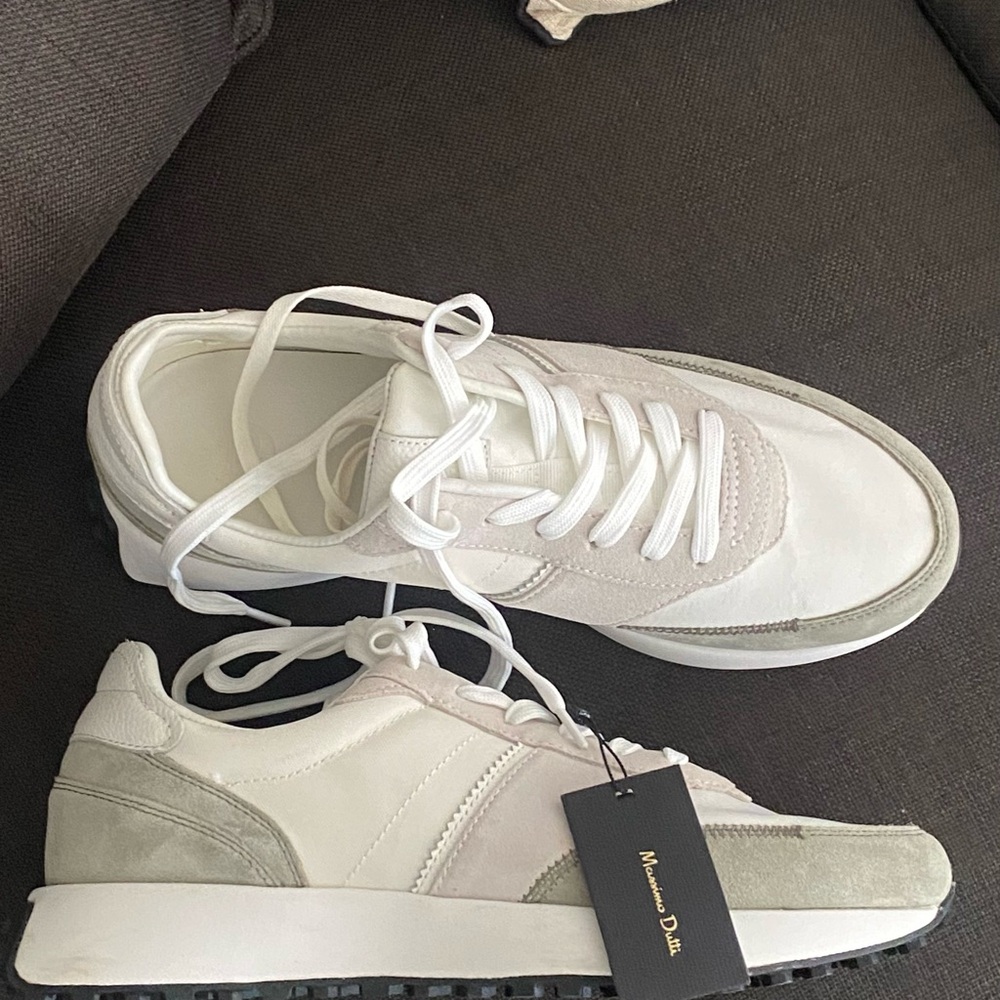 Massimo Dutti White and Gray Casual Sneakers